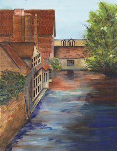 Brugge Belgium, Waterway, Home Decor, European art, Brugge watercolor painting