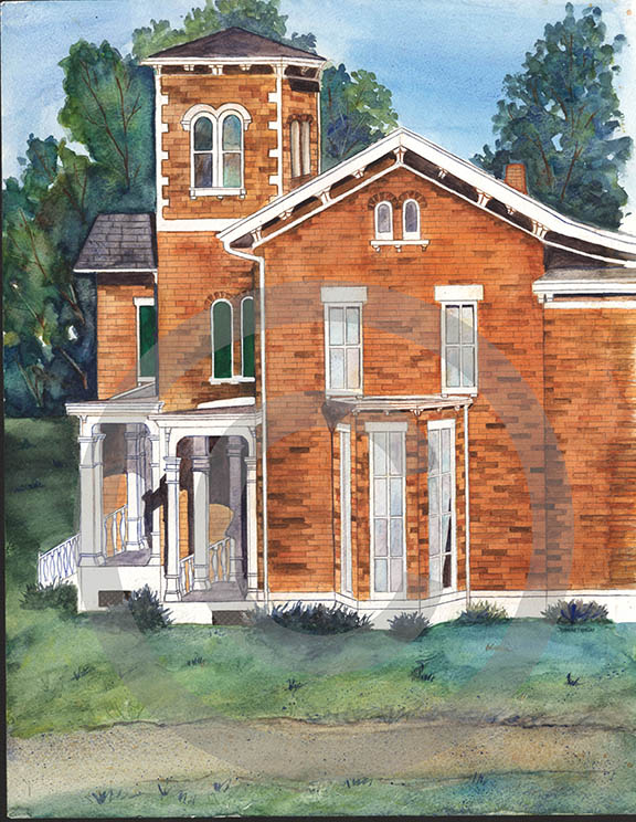 Victorian Brick House, IntreXDesign, Clyde New York, architectural painting, Home decor,