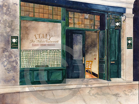 Vintage Italian Restaurant, IntreXDesign, watercolor painting
