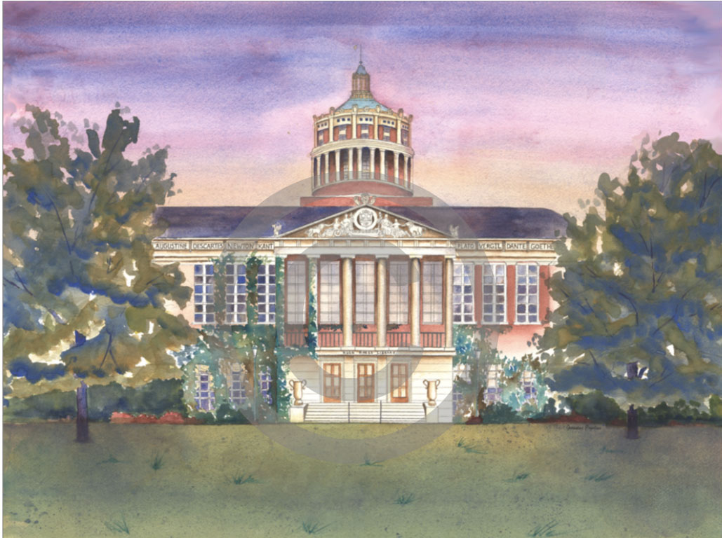 18" x 24" University of Rochester Rush Rhees Watercolor Painting
