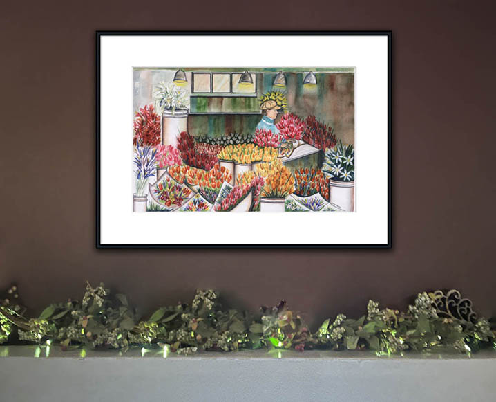 San Francisco's Flower Shop Painting on Mantle