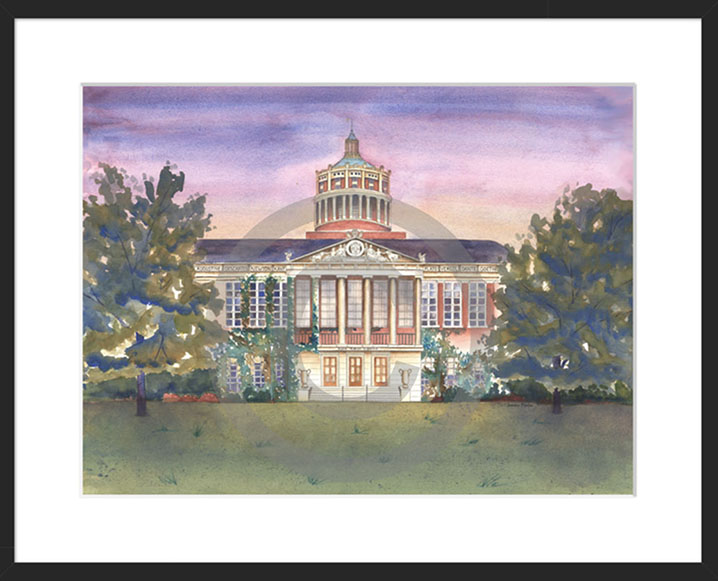 University of Rochester Rush Rhees Library with White Matt Framed