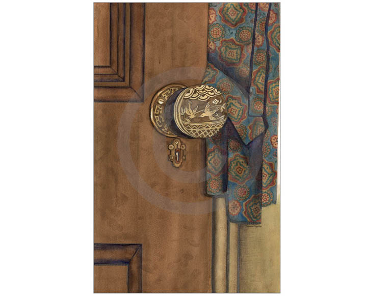 18 x 28 Vintage Door with Paisley Robe Print