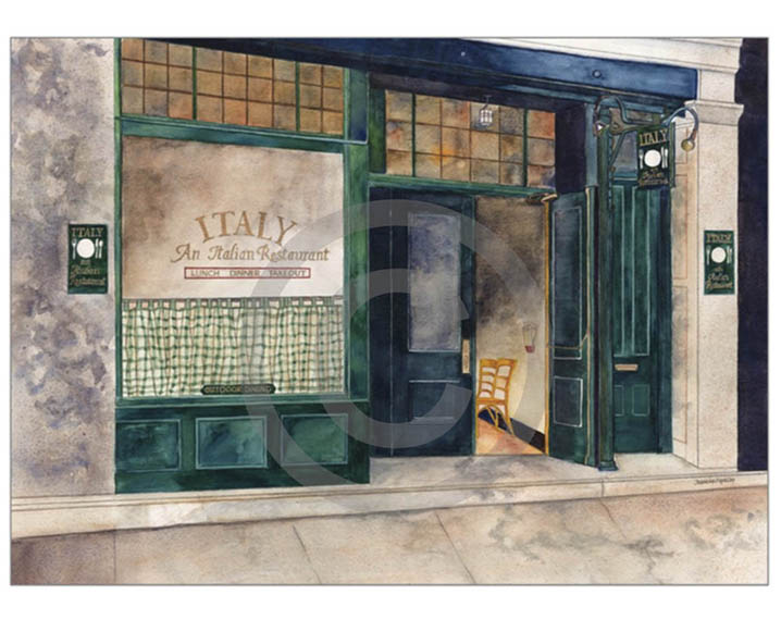 23 x 18 vintage italian cafe watercolor print