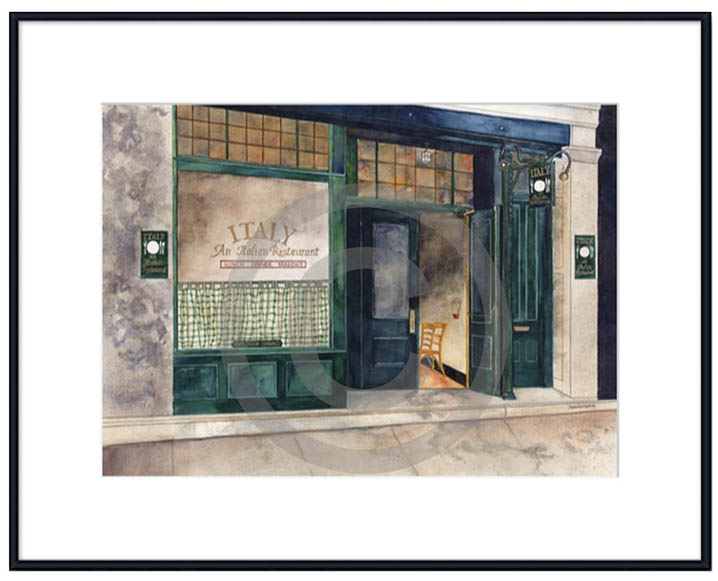 24 x 19 vintage italian cafe white mat framed