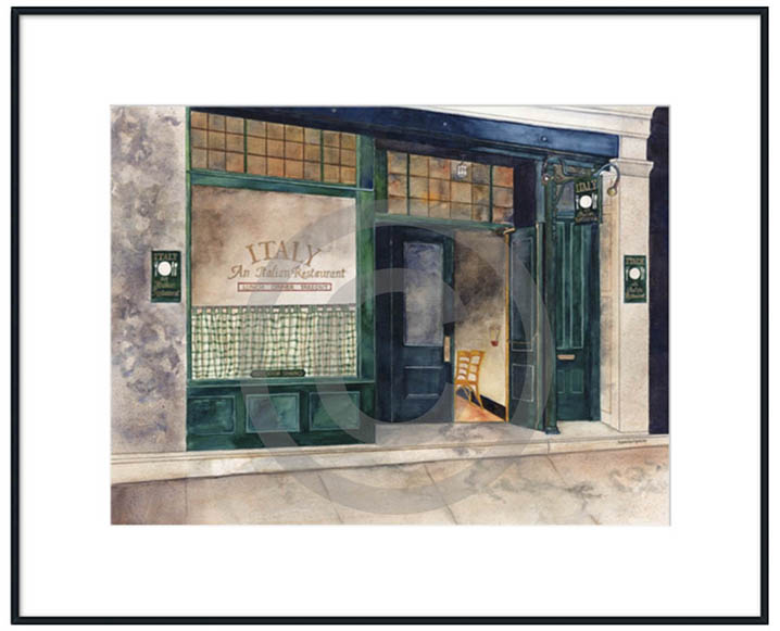 32 x 26 vintage italian cafe white mat framed