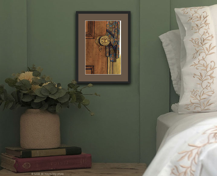 Bedroom with Vintage Door Painting
