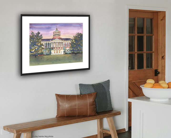 Office image with University of Rochester Rush Rhees Painting on wall in Entryway