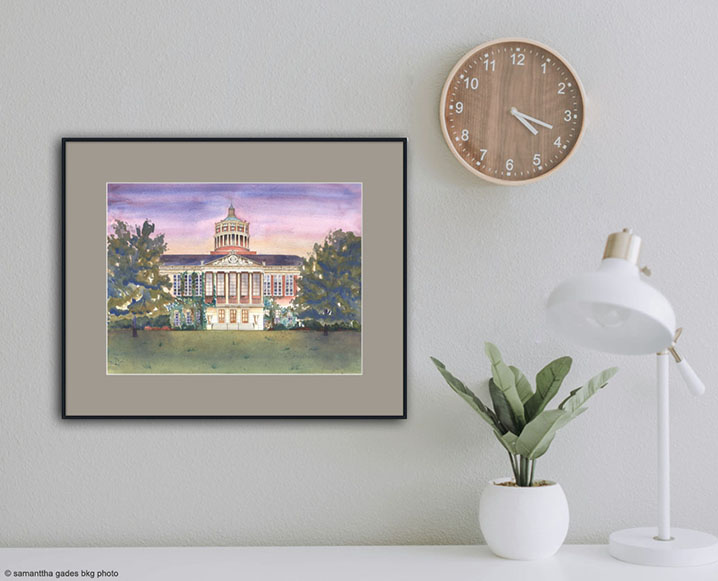 32" x 26" University of Rochester Rush Rhees Library Painting on wall