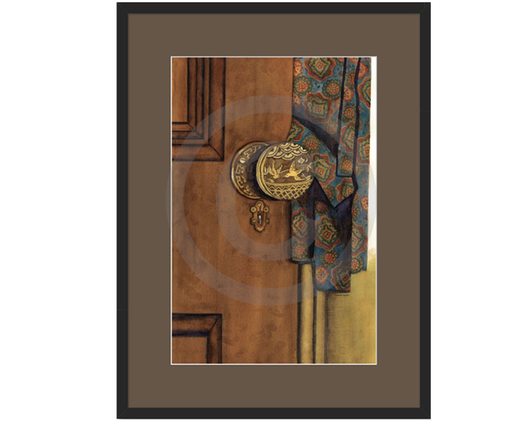 23 x 31 Vintage Door with Paisley Robe With Brown Matt Framed