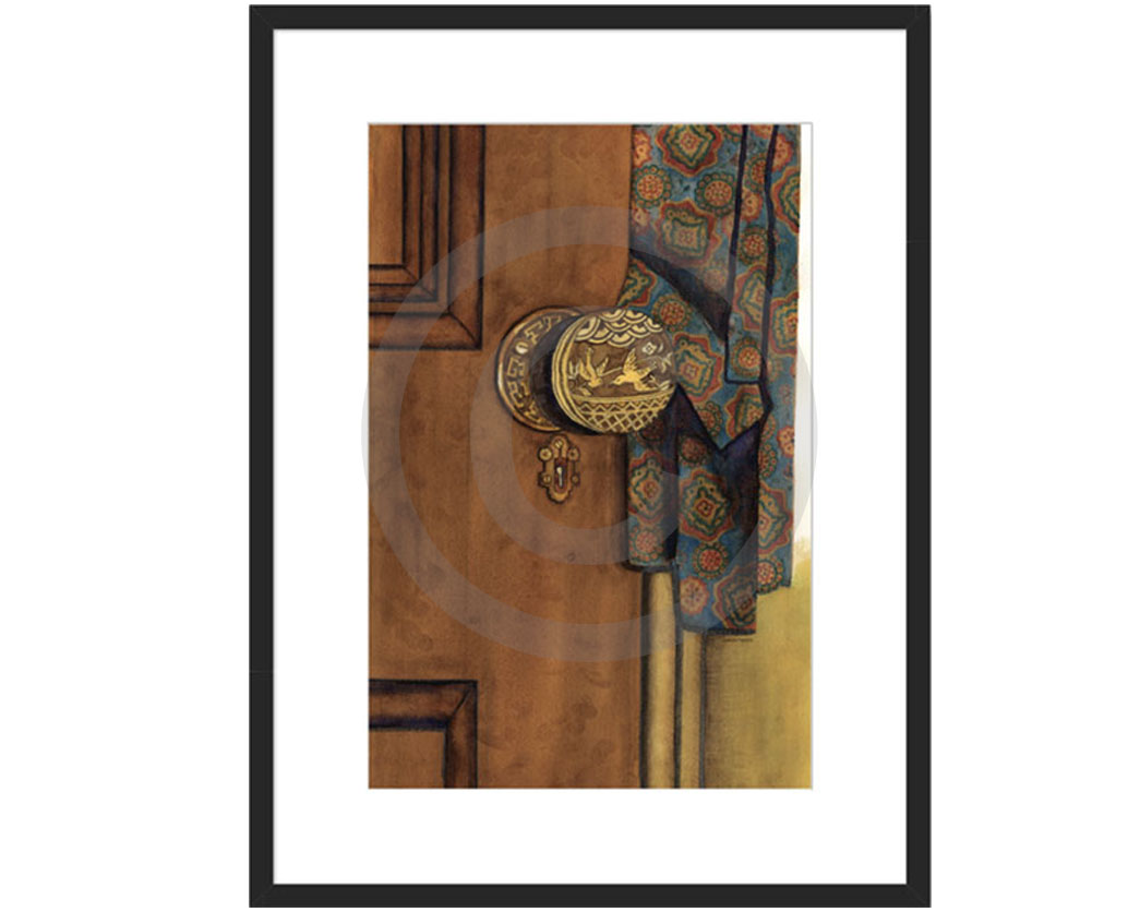 23 x 31 Vintage Door with Paisley Robe With White Matt Framed