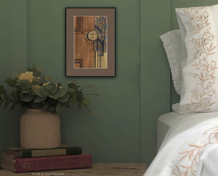 Bedroom with Vintage Door Painting