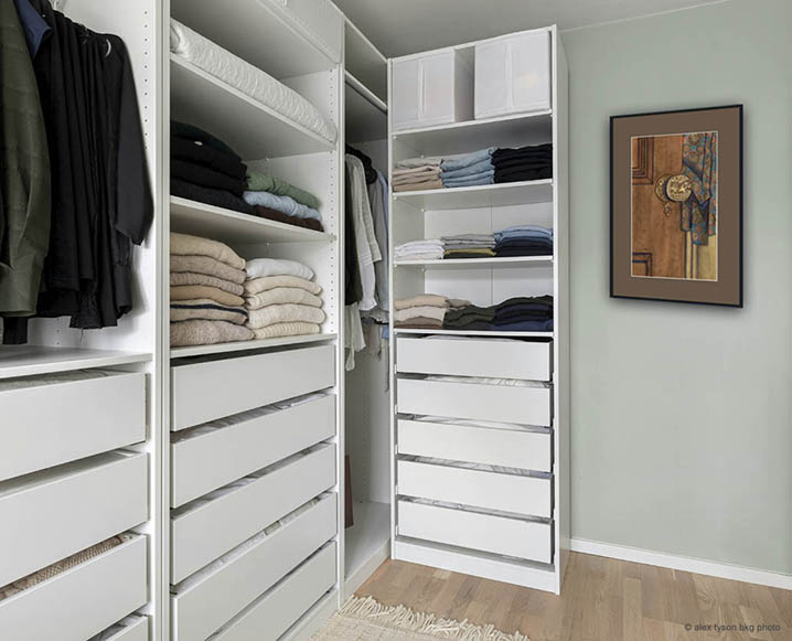 Closet Room with Vintage Door Painting on wall