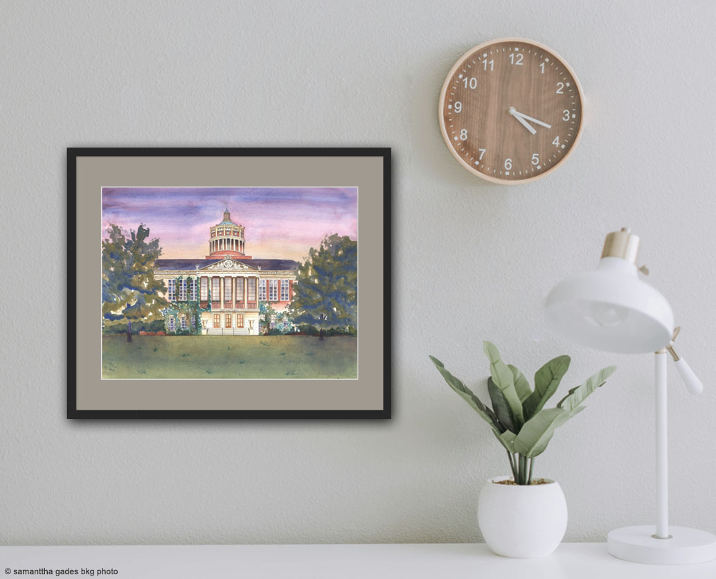 18" x 24" University of Rochester Rush Rhees Painting on wall