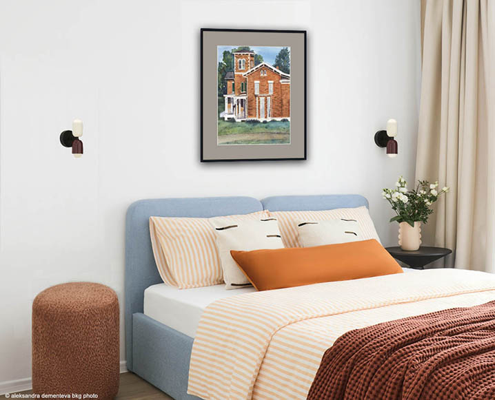 Victorian Brick House painting in bedroom