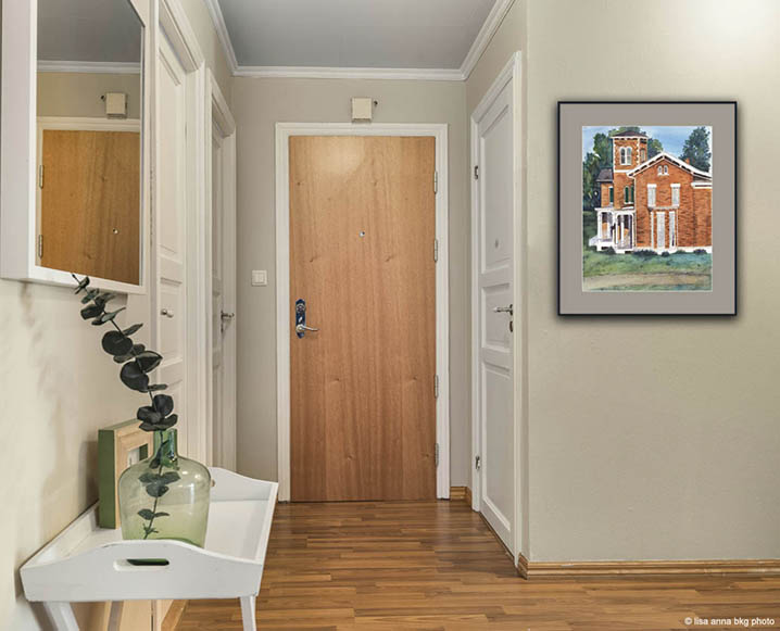 30x36 Hall way with Victorian Brick house painting