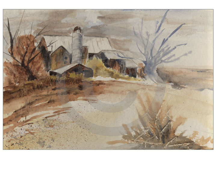 21" x 14" Rustic Barn Rural America Watercolor Print