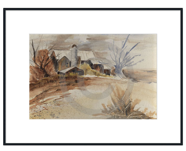21" x 14" Rustic Barn Rural America With White Mat Framed