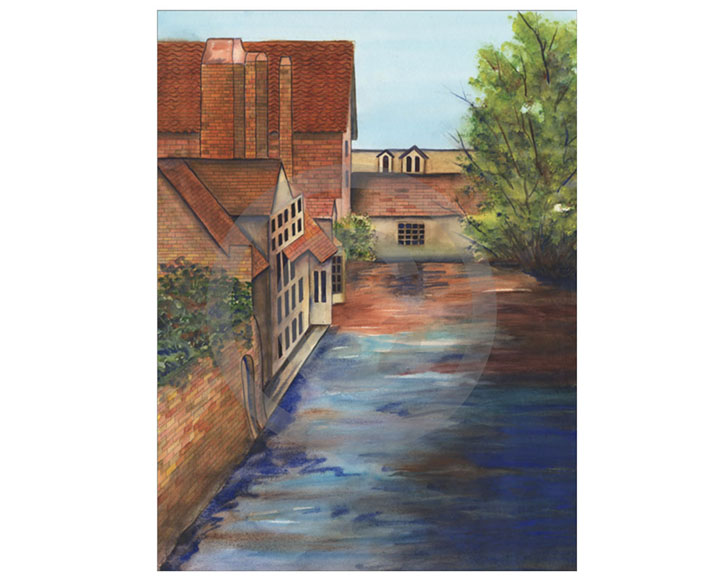 24 x 18 Reflections Brugge Watercolor Print