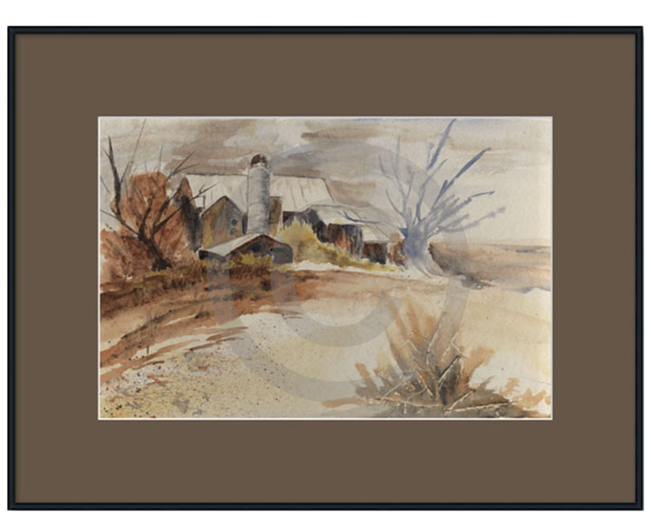 29" x 22" Rustic Barn With Brown Mat Framed