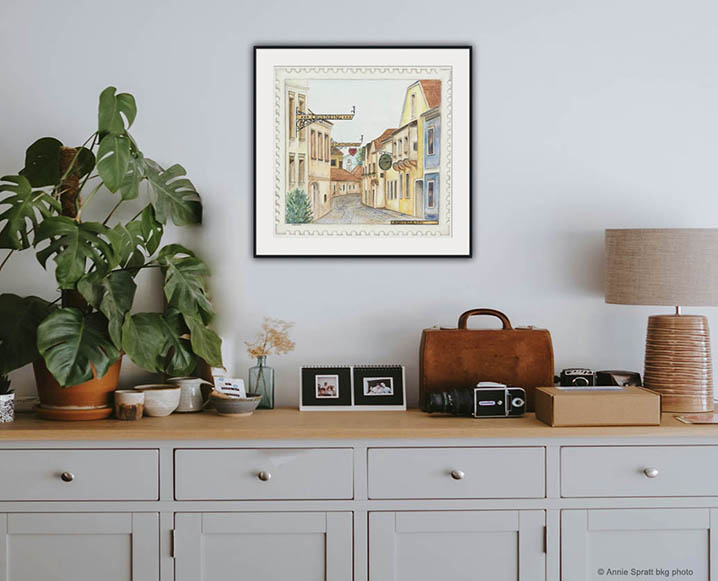 Living Area Chuenring Austria Village White Mat Framed