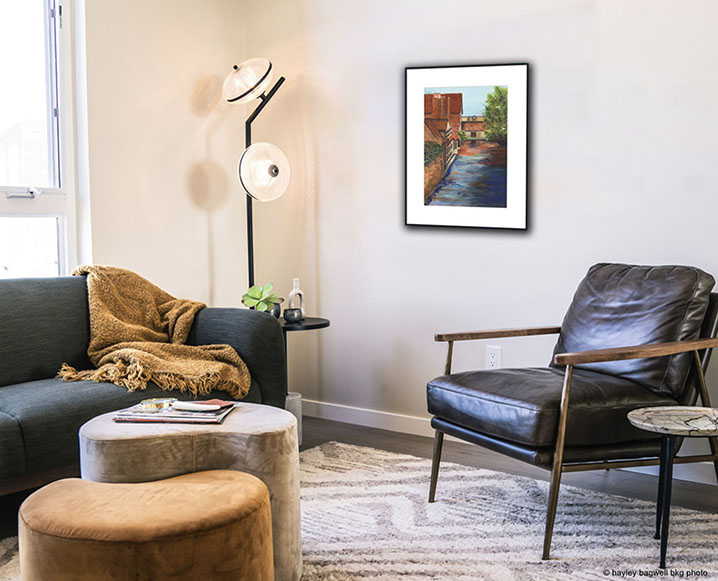Living Room Reflections Brugge with White Mat Framed