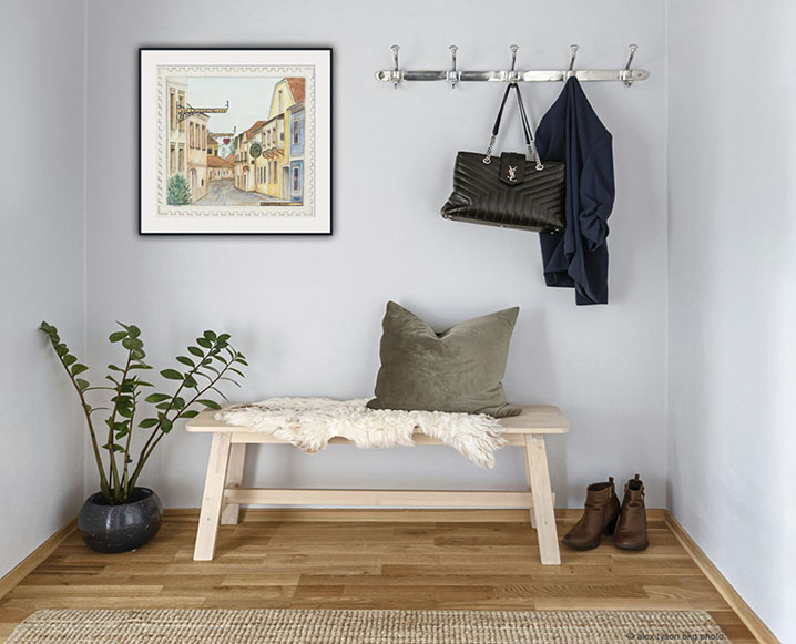 hallway Chuenring Austria Village white mat framed