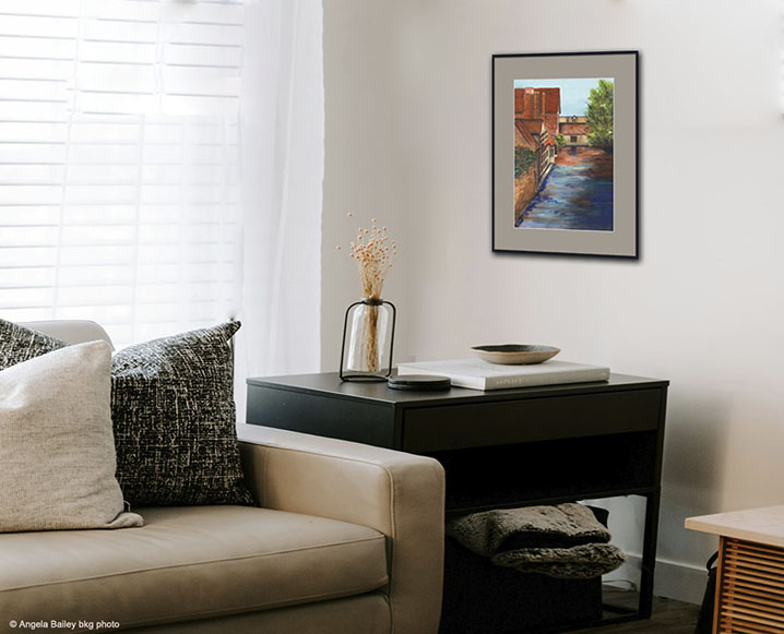 Living Room Reflections of Brugge Gray Mat Framed